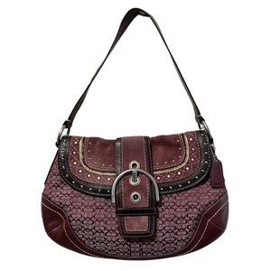 Authentic Coach Burgundy Bordeaux Soho Flap Shoulder Bag Purse